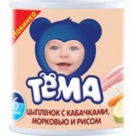 Пюре, Тёма 100 г цыпленок кабачок морковь рис с 6 мес